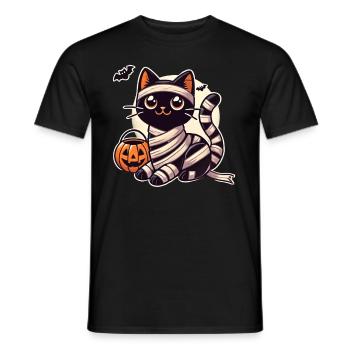 Cat Halloween Mummy Cute Cat Kids - Men's T-Shirt - black - Front - AI Model Male 178 light (178cm)