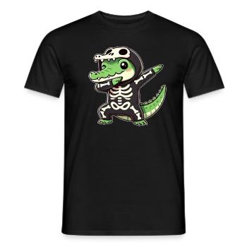 Halloween Skeleton Cute Crocodile Men - Men's T-Shirt - black - Front - AI Model Male 178 light (178cm)