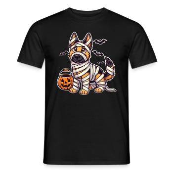 German Shepherd Halloween Mummy Cuter - Men's T-Shirt - black - Front - AI Model Male 178 light (178cm)