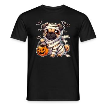 Mops Halloween Mumie Niedliche Mops Kinder - Männer T-Shirt - Schwarz - Vorne - AI Model Male 178 light (178cm)