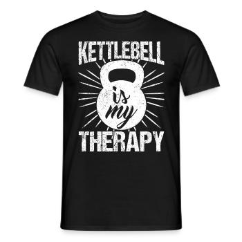 Gym Junkies Kettlebell Is My Therapy Calisthenics - Men's T-Shirt - black - Front - AI Model Male 178 light (178cm)