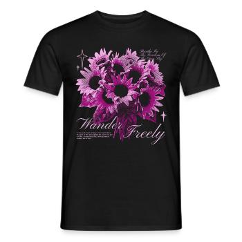 Wander Freely Sunflower Floral Art Design - Männer T-Shirt - Schwarz - Vorne - AI Model Male 178 light (178cm)
