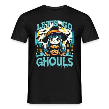 Halloween Costume Girl LET'S GO GHOULS Funny - Men's T-Shirt - black - Front - AI Model Male 178 light (178cm)