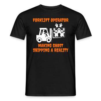 Halloween Ghost Forklift Operator Heavy Equipment - Men's T-Shirt - black - Front - AI Model Male 178 light (178cm)