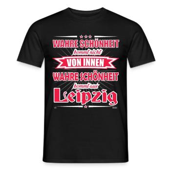 Wahre Schönheit kommt aus Leipzig Design - Männer T-Shirt - Schwarz - Vorne - AI Model Male 178 light (178cm)