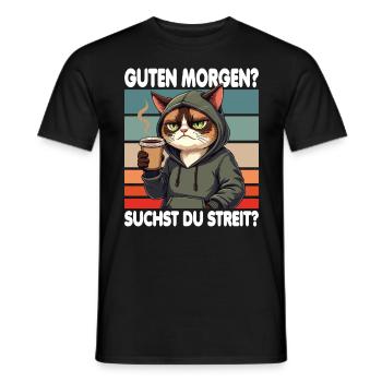 Bonjour? Vous cherchez un combat ? Grognement matinal - T-shirt homme - noir - Devant - AI Model Male 178 light (178cm)