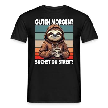 Bonjour? Vous cherchez un combat ? Grognement matinal - T-shirt homme - noir - Devant - AI Model Male 178 light (178cm)