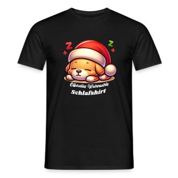 Offizielles Weinachts Schlafshirt Hund - Männer T-Shirt - Schwarz - Vorne - AI Model Male 178 light (178cm)