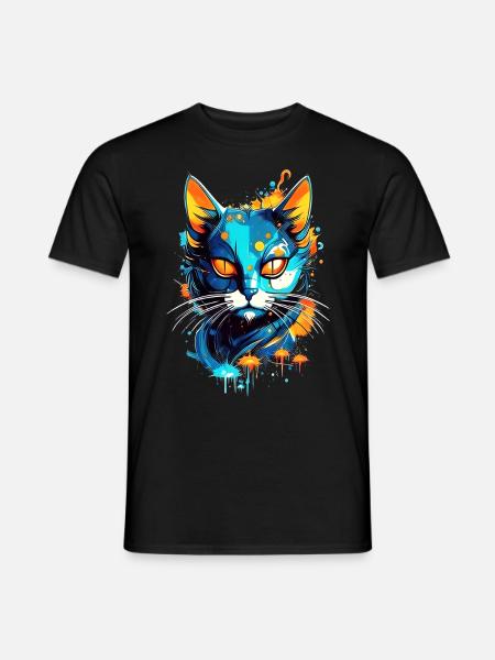 Colorful space cat - Men's T-Shirt - black
