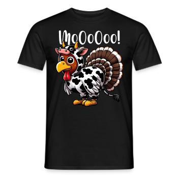 Funny Cow Turkey Thanksgiving Design - Men's T-Shirt - black - Front - AI Model Male 178 light (178cm)