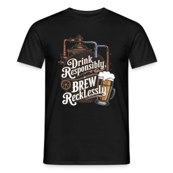 Trinken Sie verantwortungsbewusst, brauen Sie rücksichtslos - Männer T-Shirt - Schwarz - Vorne - AI Model Male 178 light (178cm)