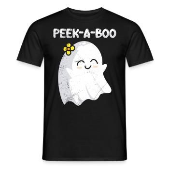 Halloween Costume Kids PEAK A BOO Funny - Men's T-Shirt - black - Front - AI Model Male 178 light (178cm)