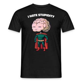 I Hate Stupidity Sarcasm Cartoon Brain Cartoon - Men's T-Shirt - black - Front - AI Model Male 178 light (178cm)