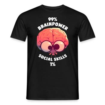 99% Matière grise 1% Compétences sociales Cerveau Drôle - T-shirt homme - noir - Devant - AI Model Male 178 light (178cm)