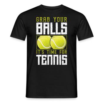Funny Tennis Player Racket Pun - Men's T-Shirt - black - Front - AI Model Male 178 light (178cm)