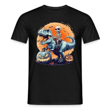 Halloween Costume Kids SKELET ON DINOSAUR - Men's T-Shirt - black - Front - AI Model Male 178 light (178cm)