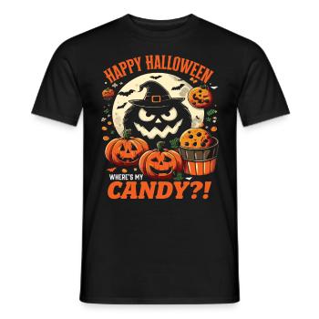 HAPPY HALLOWEEN CANDY?! Lustiges Halloween Kostüm - Männer T-Shirt - Schwarz - Vorne - AI Model Male 178 light (178cm)