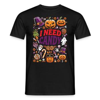 Costume d’Halloween Enfants J’AI BESOIN DE BONBONS DRÔLE - T-shirt homme - noir - Devant - AI Model Male 178 light (178cm)