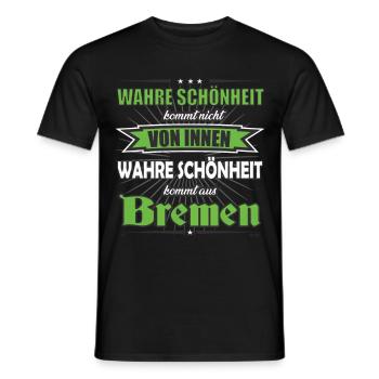 La vraie beauté vient de Bremen Design - T-shirt homme - noir - Devant - AI Model Male 178 light (178cm)