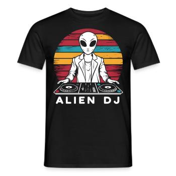 Alien DJ Vintage Coucher de soleil - T-shirt homme - noir - Devant - AI Model Male 178 light (178cm)