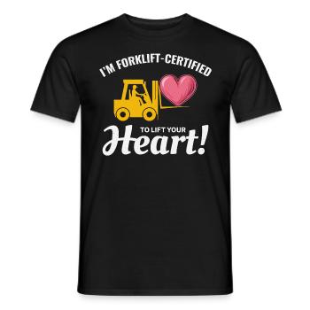 Gabelstaplerfahrer Fahrer Valentinstag Lustig - Männer T-Shirt - Schwarz - Vorne - AI Model Male 178 light (178cm)
