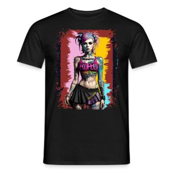 Jolie fille punk - T-shirt homme - noir - Devant - AI Model Male 178 light (178cm)