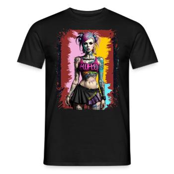 Jolie fille punk - T-shirt homme - noir - Devant - AI Model Male 178 light (178cm)