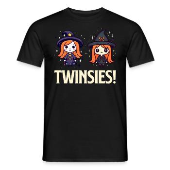 Halloween TWIN Look Drôle Sorcières Halloween - T-shirt homme - noir - Devant - AI Model Male 178 light (178cm)