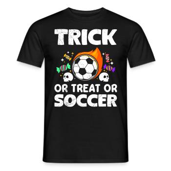 Halloween Party TRICK OR TREAT OR SOCCER Kids - Men's T-Shirt - black - Front - AI Model Male 178 light (178cm)