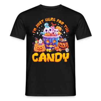 Fête d’Halloween JE SUIS ICI POUR LES BONBONS Drôle - T-shirt homme - noir - Devant - AI Model Male 178 light (178cm)