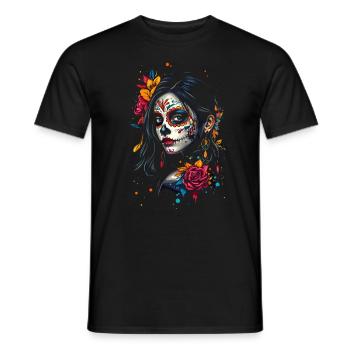 Art coloré de Catrina pour Dia de los Muertos - T-shirt homme - noir - Devant - AI Model Male 178 light (178cm)