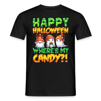 Joyeux Halloween OÙ SONT MES BONBONS ? Drôles d’enfants - T-shirt homme - noir - Devant - AI Model Male 178 light (178cm)