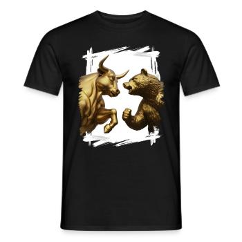 Bulle vs. Bärenmarkt - Männer T-Shirt - Schwarz - Vorne - AI Model Male 178 light (178cm)