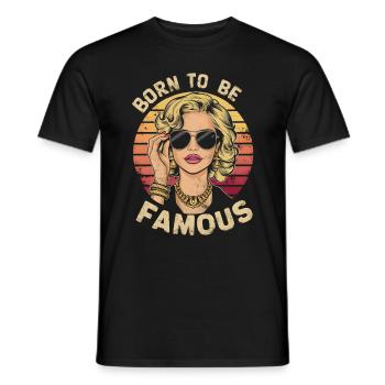 Né pour être célèbre femme Vintage coucher de soleil rétro - T-shirt homme - noir - Devant - AI Model Male 178 light (178cm)