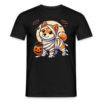 Shiba Inu Halloween Momie Mignon Shiba Inu - T-shirt homme - noir - Devant - AI Model Male 178 light (178cm)