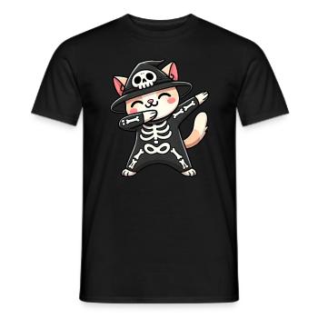 Katze Halloween Skelett Niedliche Katze Kinder - Männer T-Shirt - Schwarz - Vorne - AI Model Male 178 light (178cm)