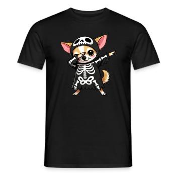 Chihuahua Halloween Skeleton Cute Chihuahua - Men's T-Shirt - black - Front - AI Model Male 178 light (178cm)