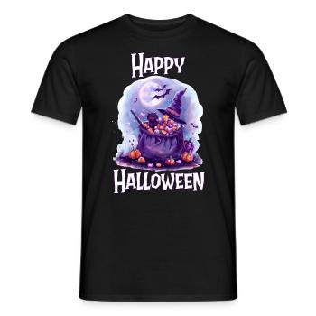 Halloween – Happy Halloween Cute Black Cat - Men's T-Shirt - black - Front - AI Model Male 178 light (178cm)