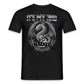 Dragon 2nd Birthday Dragon - Men's T-Shirt - black - Front - AI Model Male 178 light (178cm)