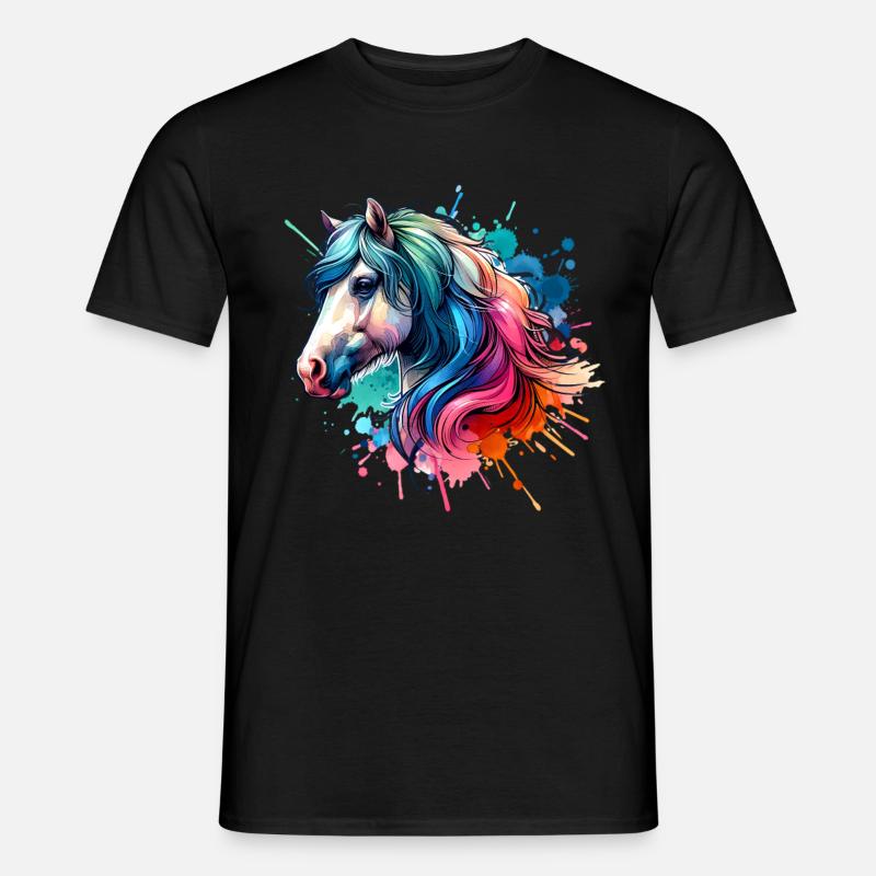 Pferd - Männer T-Shirt - Schwarz