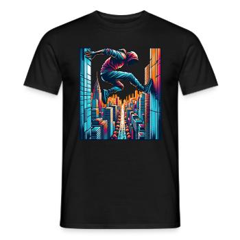 Parkour - Männer T-Shirt - Schwarz - Vorne - AI Model Male 178 light (178cm)
