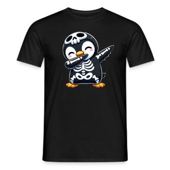 Penguin Halloween Skeleton Kids Women Men - Men's T-Shirt - black - Front - AI Model Male 178 light (178cm)