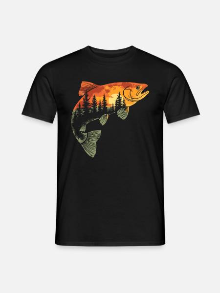 Angeln Fisch Angler Forelle Fischer Fischen - T-shirt herr - svart