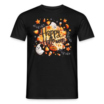 Halloween – Happy Halloween Cute Ghost Pumpkins - Men's T-Shirt - black - Front - AI Model Male 178 light (178cm)