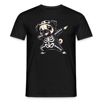 Mops Halloween Skelett Niedlicher Mops Kinder - Männer T-Shirt - Schwarz - Vorne - AI Model Male 178 light (178cm)