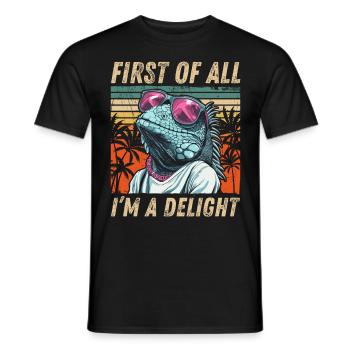 Fun Iguana Design - Tropical Retro Vibes - Men's T-Shirt - black - Front - AI Model Male 178 light (178cm)