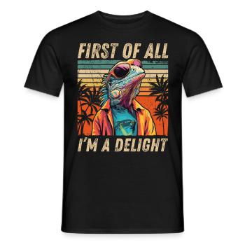 Sarkastisches Iguana - Vintage Sunset Style - Männer T-Shirt - Schwarz - Vorne - AI Model Male 178 light (178cm)