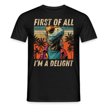 Retro Iguana - Chill Sunset Look - Men's T-Shirt - black - Front - AI Model Male 178 light (178cm)