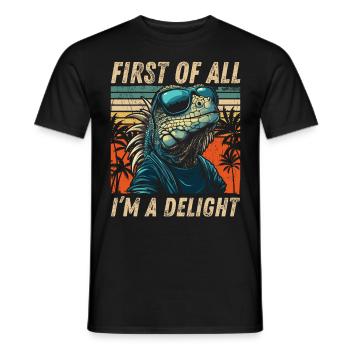 Vintage Iguana - Hoodie Sunset Look - Men's T-Shirt - black - Front - AI Model Male 178 light (178cm)