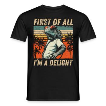 Naughty Iguana - Tropical Sunset Style - Men's T-Shirt - black - Front - AI Model Male 178 light (178cm)